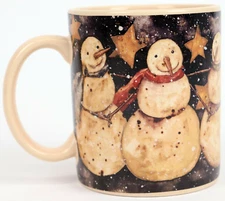 Karen Crouch Snowman Coffee Mug #9 'Believe in Bob' Lang & Wise Primitives 2001