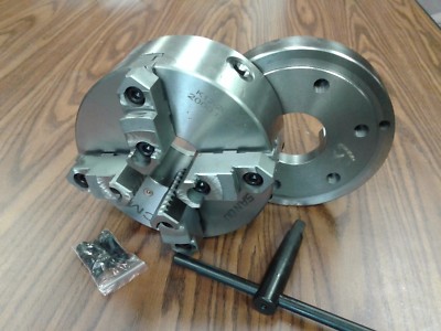 8'' 4-Jaw Self-Centering  Lathe Chuck top&bottom jaws w. D1-6 adapter plate-new