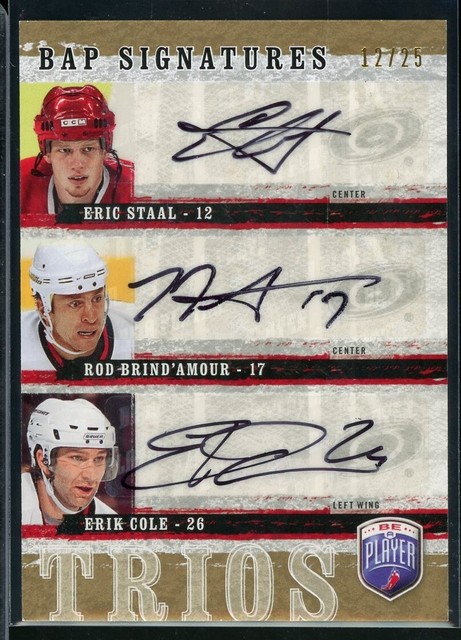 2006-07 Be A Player Signatures Trios #TSBC Erik Cole/Rod Brind`Amour/Eric Staal