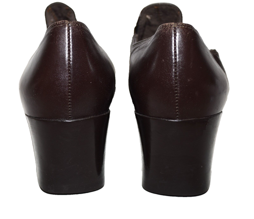Munro American Dark Brown Leather Chunky Block Heel Slip on Heels Size 8B - Picture 6 of 10