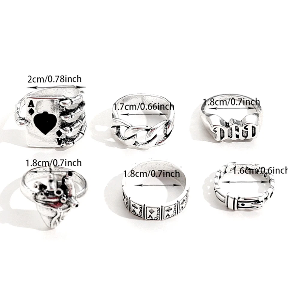 Venta al por mayor 30 Conjunto de Anillos Vintage Punk Diseño Mixto Mujeres Dije Plateado Lote de Regalo Foto 2 de 4