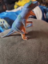 Dilophosaurus Toy Dinosaur- Approx 3 Inches 2009 Blue Yellow