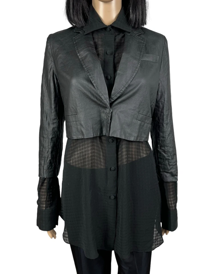 Chaqueta encerada Alexander Wang 2 en 1 con camisa de seda talla 4 Foto 3 de 4