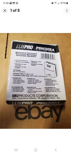 Lux PSM30SA Mechanical Heat Only Thermostat low voltage only
