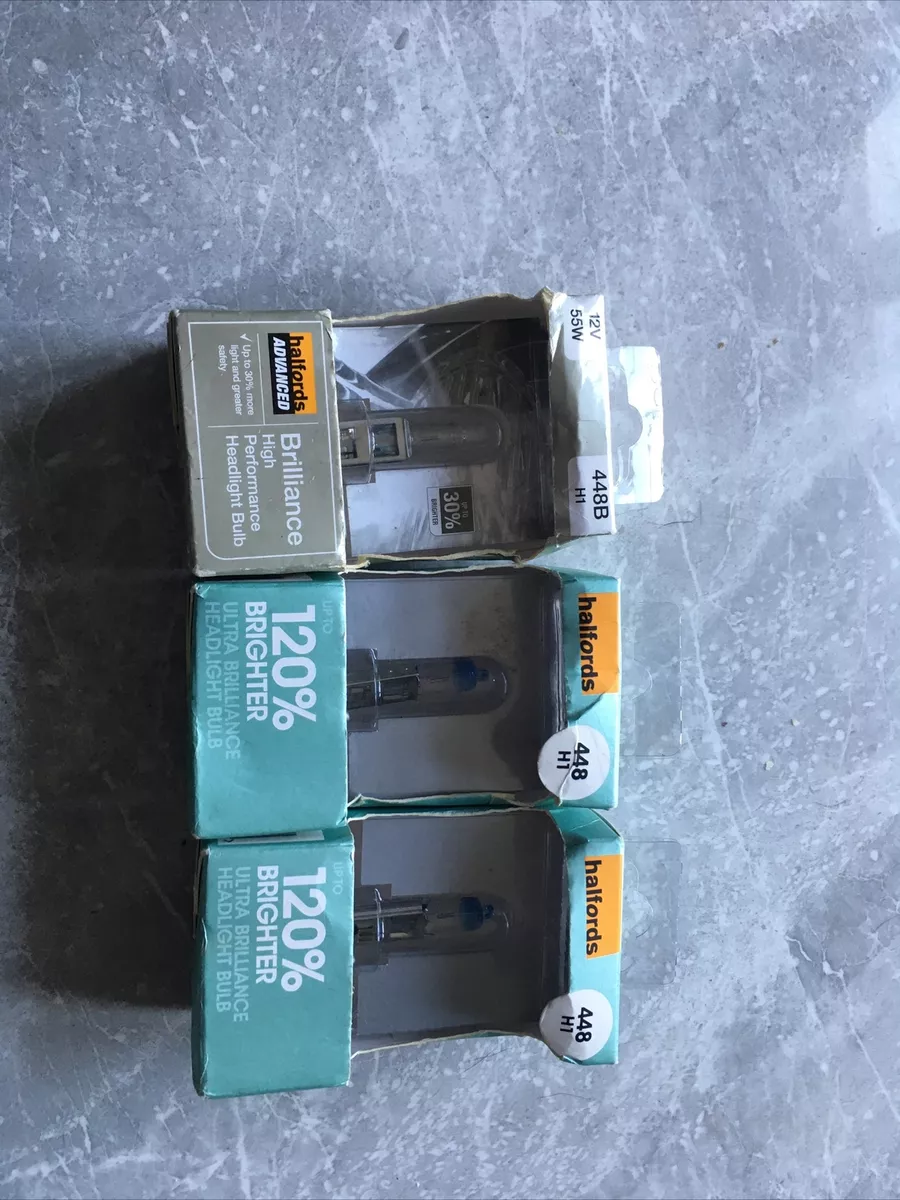 Headlight Bulb Halfords 448 H1 130 Brighter With Xenon Gas