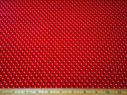 Patriotic Fabric 3/4+ Yard SALE White Navy Blue Stars on Dk Red Cotton #C - Picture 2 of 2