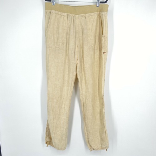 Lina Ruched Ankle Linen Wide Leg Pull 