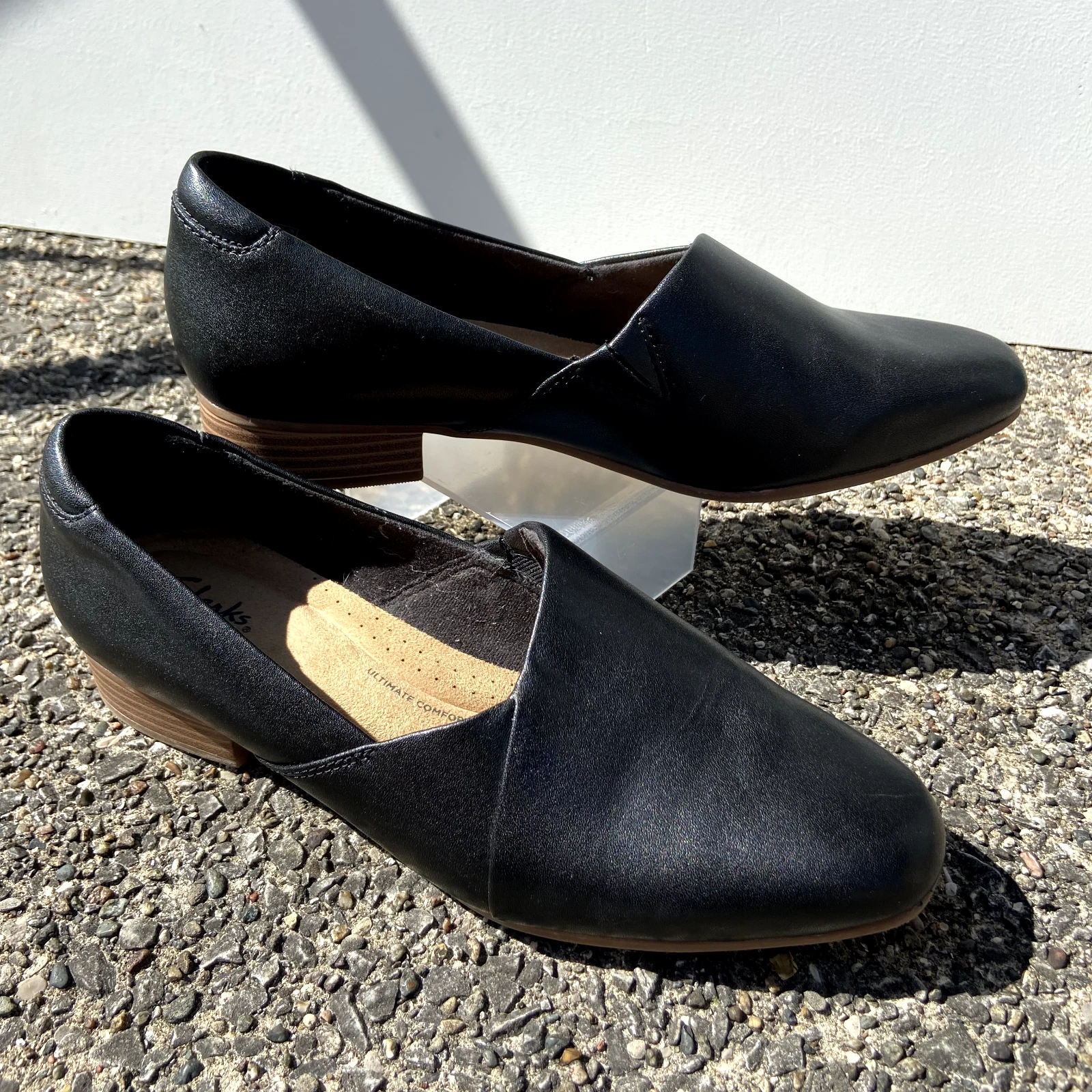 Mocassini donna Clarks Collection Juliet Palm slip on taglia 8 5 W pelle nera