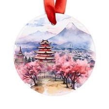KOBE JAPAN Temple View, Japanese Travel, Personalized Round Acrylic Ornament