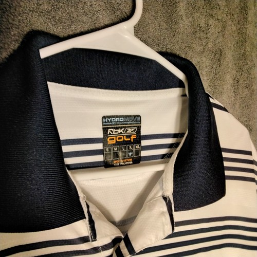 Reebok Hidromove RBK Golf Mens polo shirt Size XL Blue white stripes S Sleeve - Picture 5 of 10
