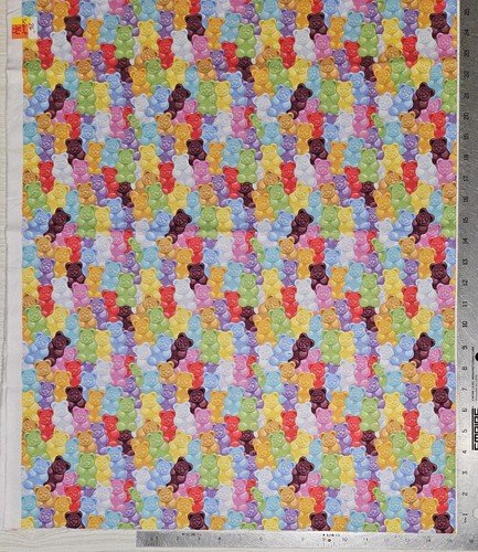 Candy Gummy Bear Fabric Bears Quilters Cotton SCANT 3/4 YARD - Picture 3 of 3