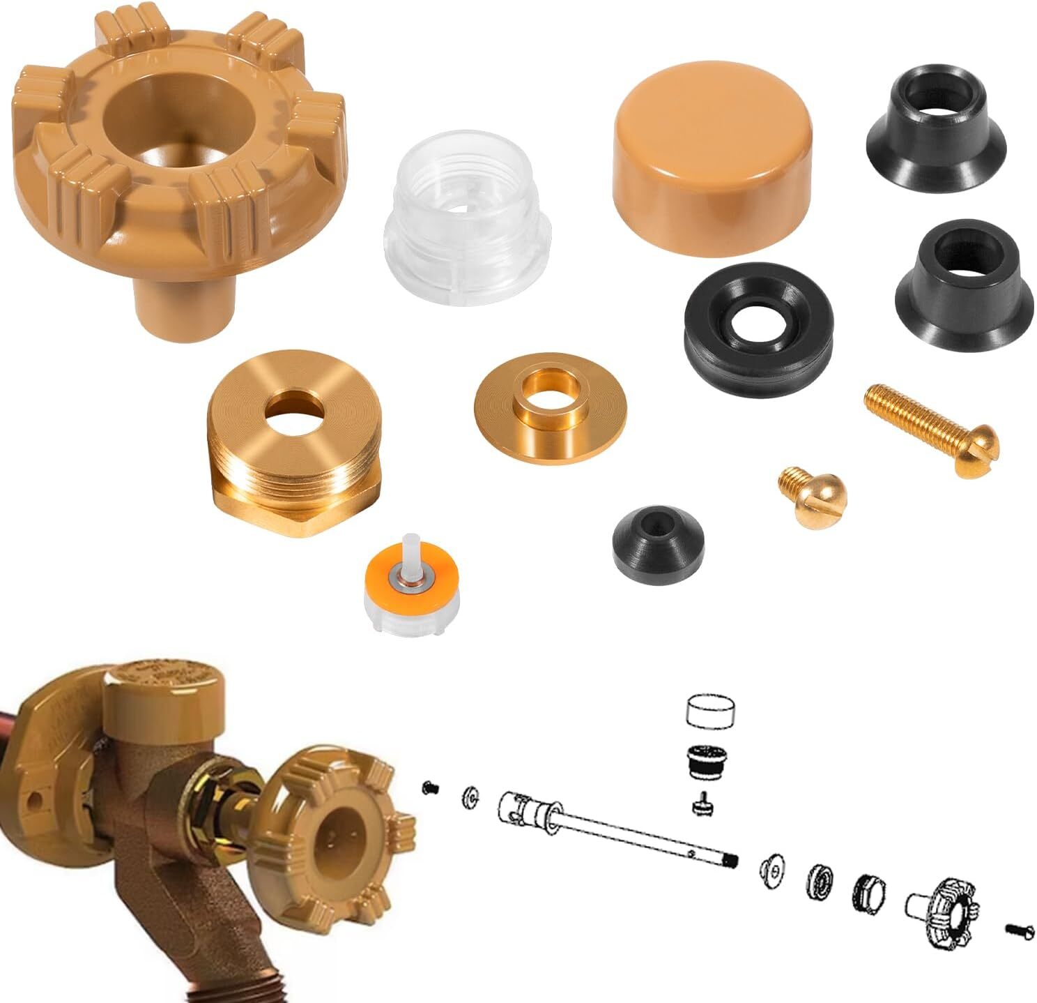 for Woodford Model 17 Outdoor Faucet RK-17MH Repair Kit Metal Handle Repair Kit