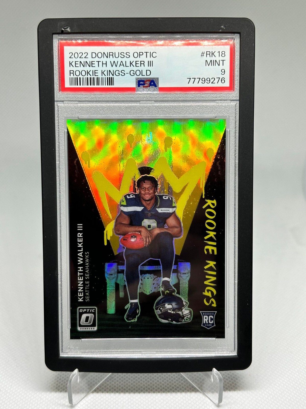 Kenneth Walker 2022 Optic Rookie Kings Gold /10 PSA 9 Seattle Seahawks