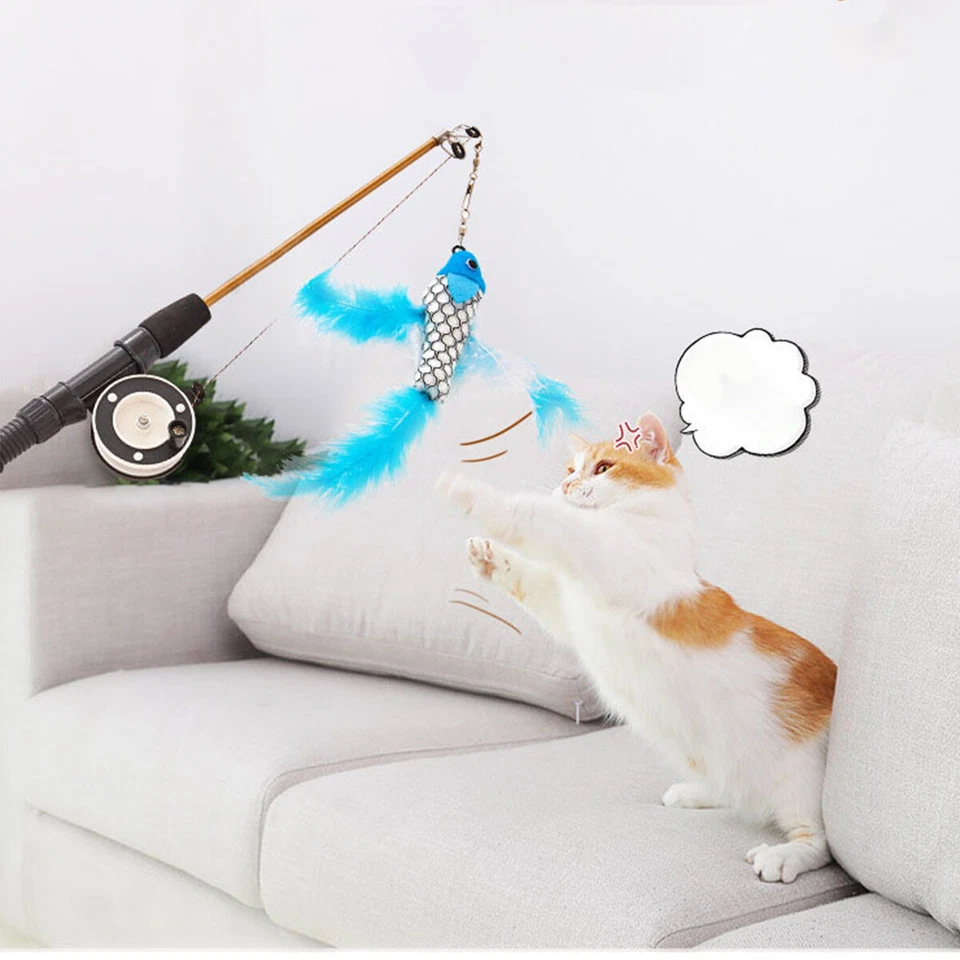 Cat Telescopic Fishing Rod Toy Cat Teaser Stick Fish Hanging Interactive Funny - Image 3 of 4