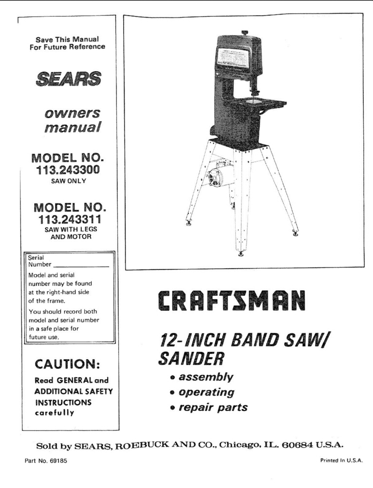 1987 Craftsman 113.243300 / 113.243311 