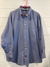 Tommy Hilfiger Long Sleeve Button Up Blue Check Dress Shirt Men  s Size 17