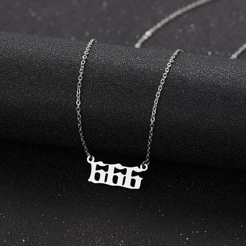 Silver 666 Angel Number Necklace, Jewelry Charms Minimalist Stainless Steel - Picture 2 of 5
