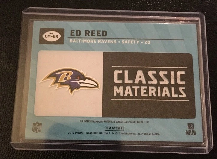 Ed Reed 2017 Panini Classics FB #51/299 Classic Materials Ravens - Image 2 of 2