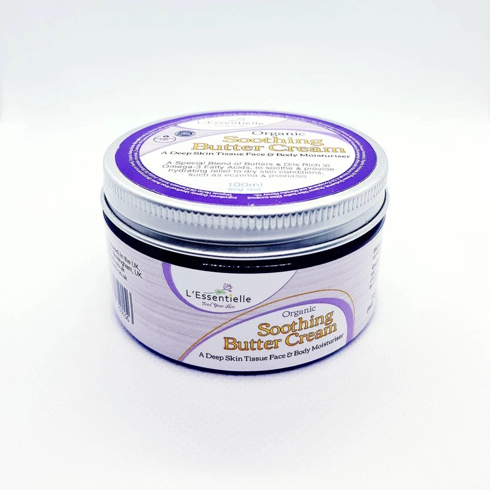 L’ESSENTIELLE Organic Soothing Butter Eczema Cream Shea Butter Rosacea Psoriasis 100g Jar