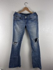 True Religion Joey Bootcut Jeans Women Size 28 Blue Wash Denim Made in USA