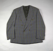 Vintage 1990s Missoni Size 44L Shadow Plaid Double Breasted Blazer