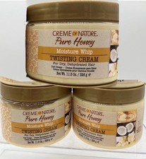  3 Creme of Nature Pure Honey Moisture Whip Twisting Curl Hair Condition 11.5oz