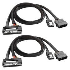 2 PCS 0.5M 22 Pin SATA 3.0 Power Data Extension Cable HDD SSD 6Gbps Braided