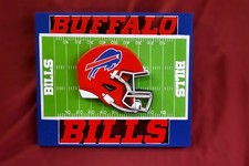 Buffalo Bills Hand Crafted NFL 3D Wooden Team Helmet Wall Hanging Artwork.