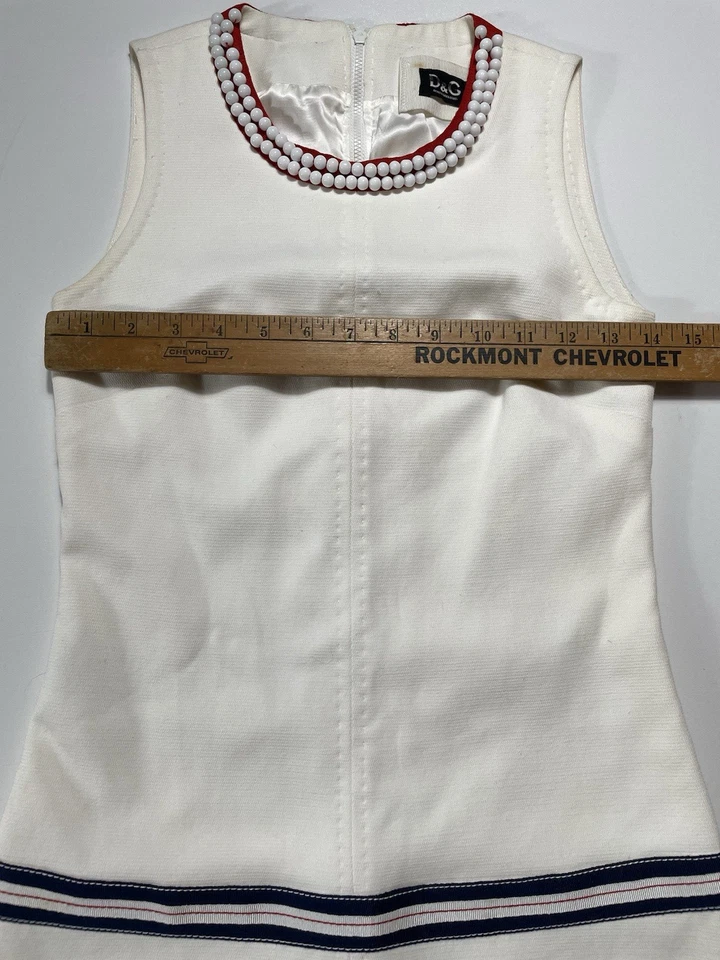 Vestido D&G Dolce & Gabbana Borde Cuentas Marfil Italia Talla 36 Sailor Moon Foto 4 de 4