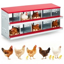 10 Holes Chicken Nesting Boxes Wall-Mount Roll Away Chicken Egg Laying Box