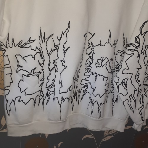 Billie Eilish Bershka Sudadera con Capucha Grande Calce Largo Spellout Gran Tamaño 27 pulgadas Pit2Pit - Imagen 8 de 9