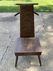 Vintage Mid Century Modern Wood Wooden Dressing Valet Butler Chair Vinyl Seat