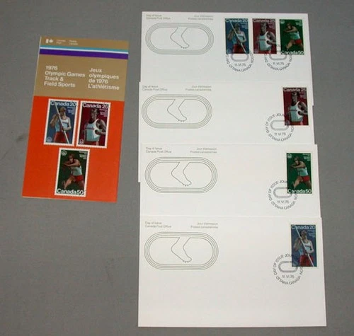 4 Canada Olympic 1976 First Day Covers Scott # 664 - 666  with Info Brochure