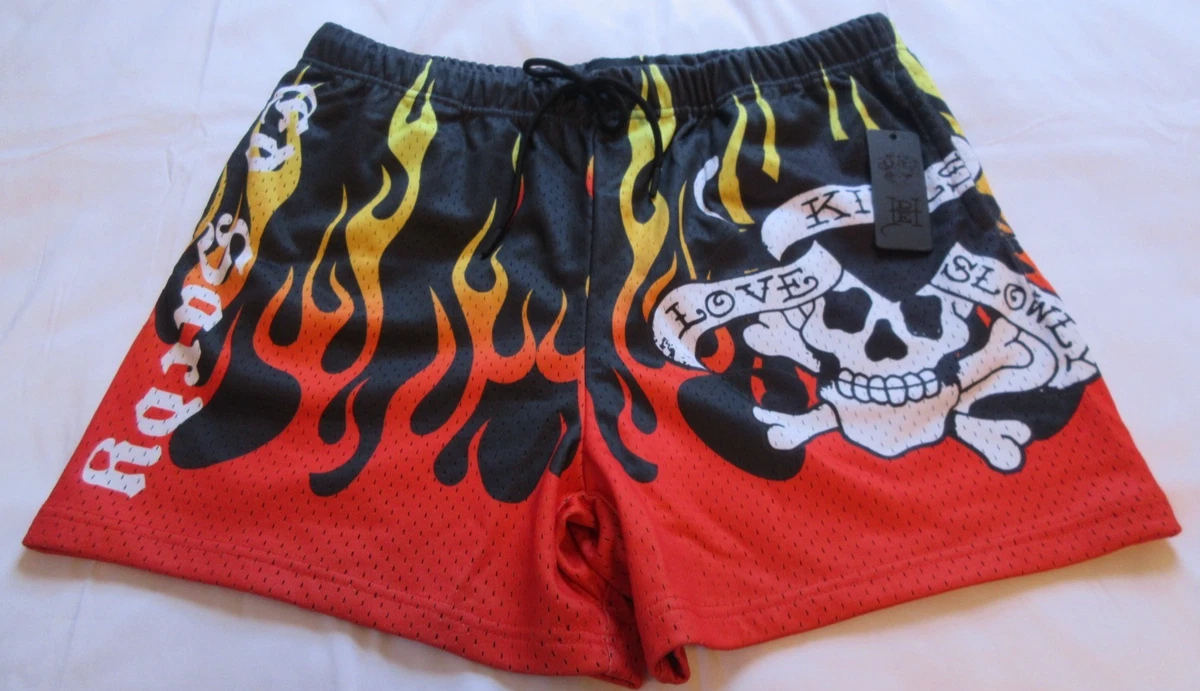Pantaloncini Ed Hardy UO Exclusive Blu con Draghi sulle Ginocchia