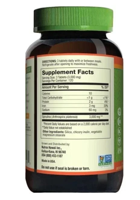 Espirulina Hawaiana Pura 3000 mg. 360 Comprimidos 100% Vegana No OGM Cultivada en Hawaiana Foto 2 de 3