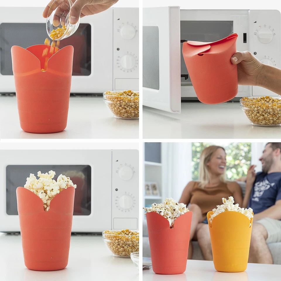- Pack de 2 Bols à Pop-Corn Silicone Pliable Popbox sans BPA Cuisson Rapide 2... - Photo 2/4