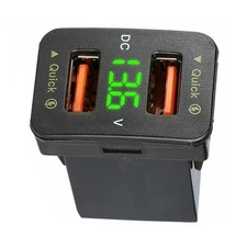 36W 2*USB Port QC3.0 Car Socket Fast Charger With Voltage Display For Toyota rr