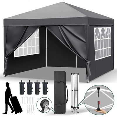 3x3M Klappzelt Festzelt Faltpavillon Partyzelt Pavillon Garten mit 4 Seitenteile