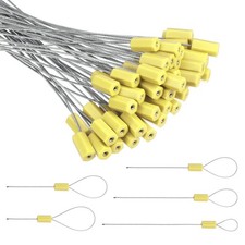 50pcs 10" Steel Security Cable Seals Numbered Anti-Tamper Wire Tags, Yellow