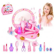 Toddler Vanity - Kids Pretend Play Princess Set with Mirror  Makeup...