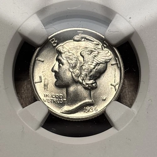 (1) Beautiful Vintage 1936-P Mercury Dime NGC Graded MS66 Beautiful Cartwheel