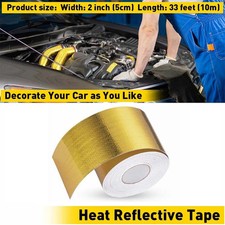 2 33ft Gold Intake Heat Reflective Tape Wrap Self-adhesive High Temperature Usa