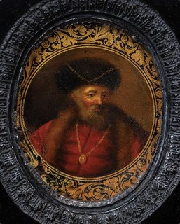 Rare 19thC. Eastern European Nobleman Portrait Miniature | Antique Oil Painting