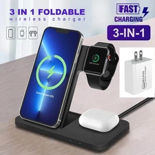 3 IN 1 Wireless Charger Charging Dock Stand for iPhone X 11 12 13 14 15 Pro Max