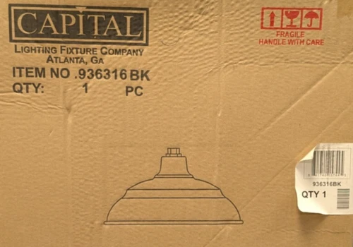 CAPITAL LIGHTING RLM 1-LIGHT BLACK OUTDOOR WAREHOUSE SHADE 16.75"W 9.25"T 936316 - Picture 3 of 3