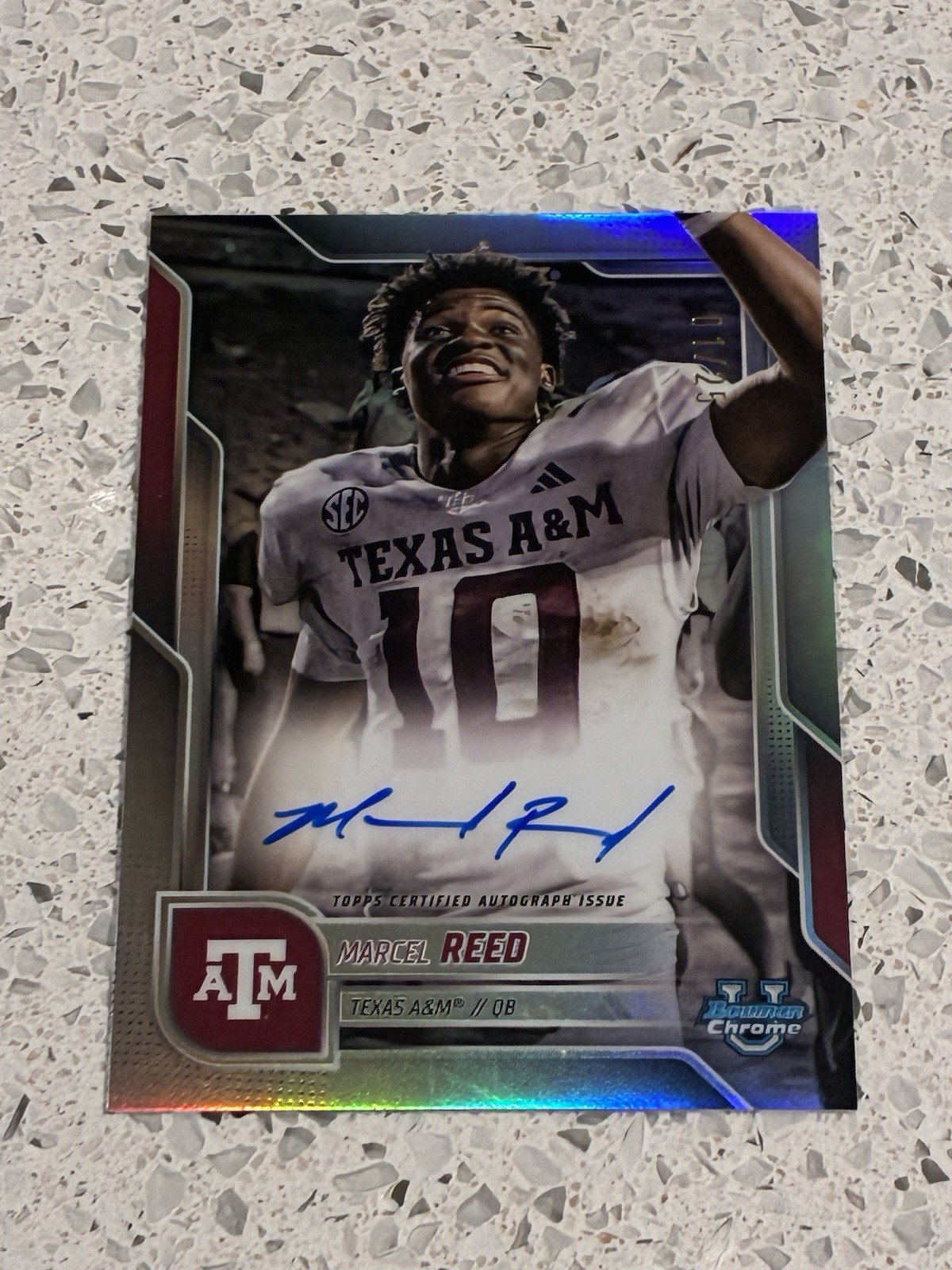 MARCEL REED 2025 BOWMAN U CHROME IMAGE VARIATION REFRACTOR AUTO /25 TEXAS A&M