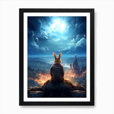 Hase am Himmel 1 Kunstdruck gerahmt Wandbild Poster Leinwanddruck Bild