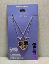 Claire  s silver heart with flowers best friend necklaces New.