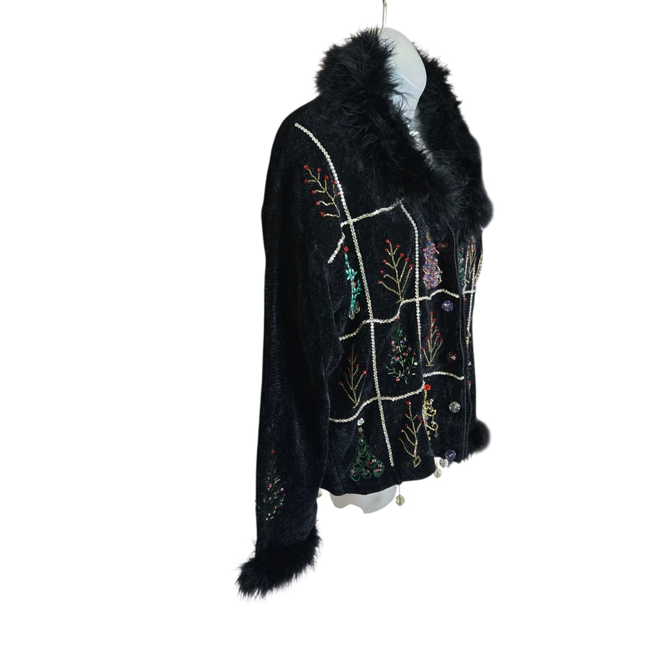 Berek Mujer 2X Suéter Navidad Cárdigan Embellecido Arte para Usar Piel Sintética Foto 4 de 4