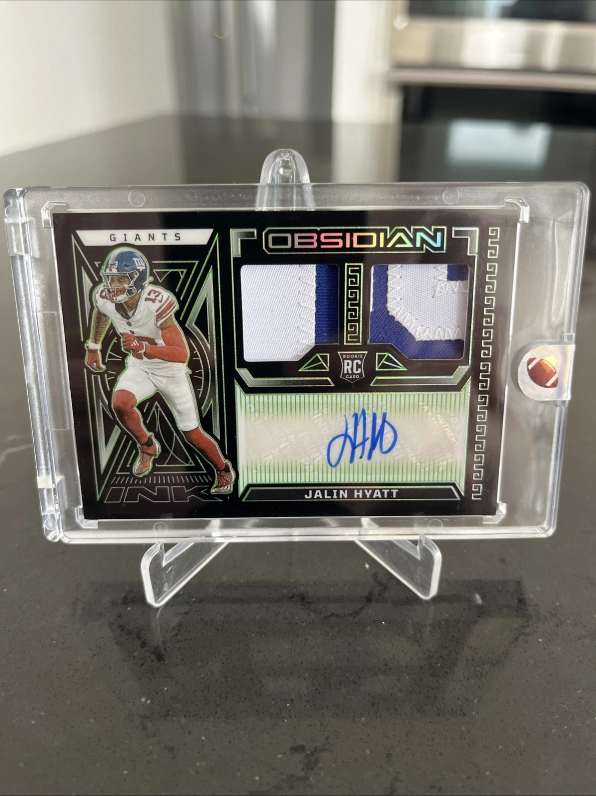 Jalin Hyatt Panini Obsidian Rookie Jersey Ink #RJIJHY Orange Electric Etch
